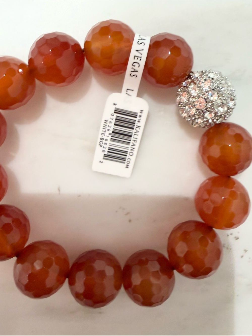 New Kalifano Orange Gem Bracelet with Crystal Pave Accent